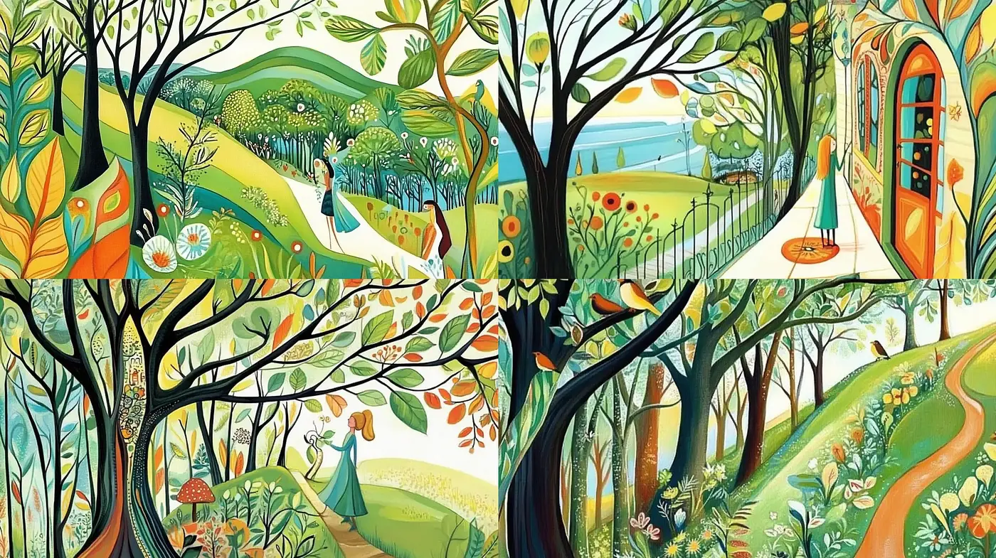 Enchanted Woodlands: A Whimsical Storybook Illustration Style - Midjourney sref style