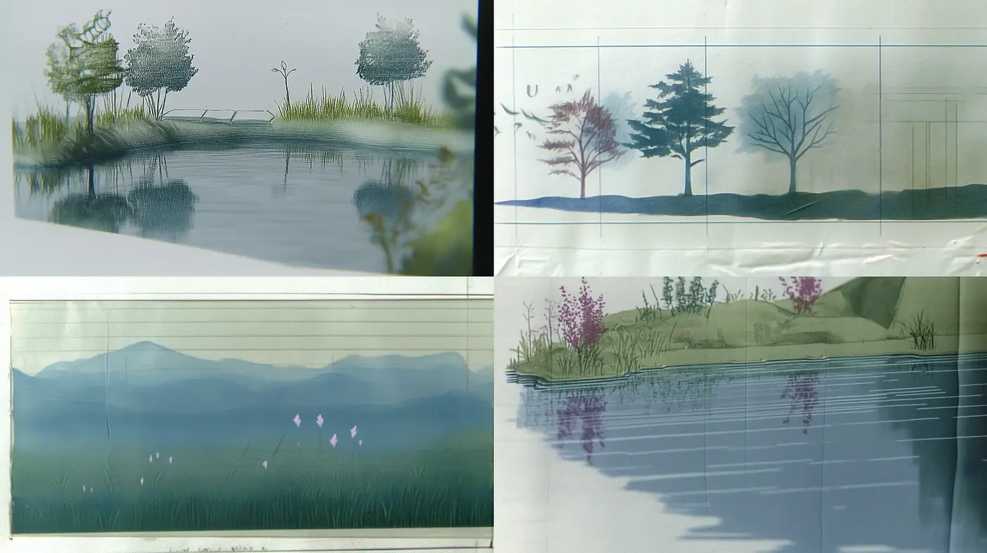 Tranquil Reflections in Ethereal Aquatic Landscapes - Midjourney sref style