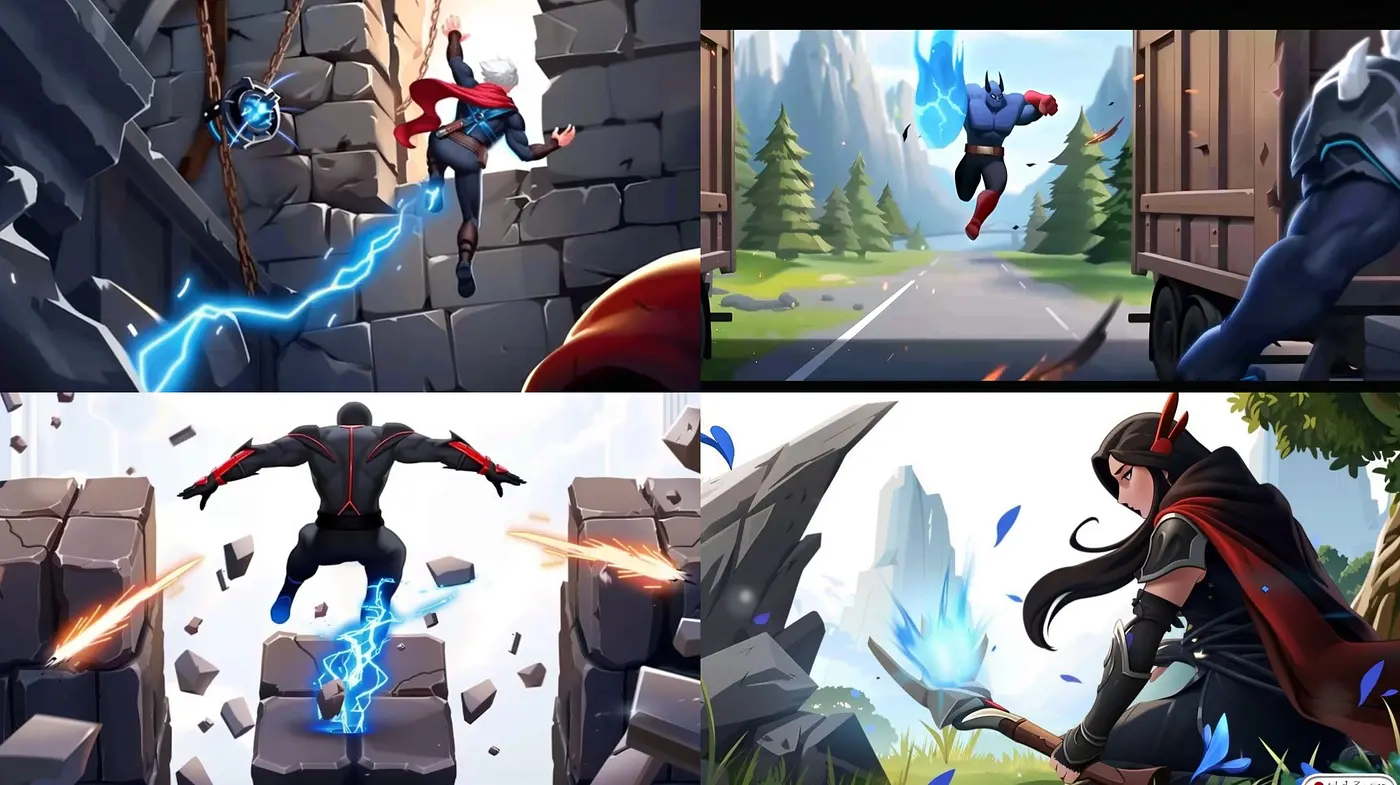 Energetic Synthesis of Action and Fantasy in Stylized Digital Illustration - Midjourney sref style