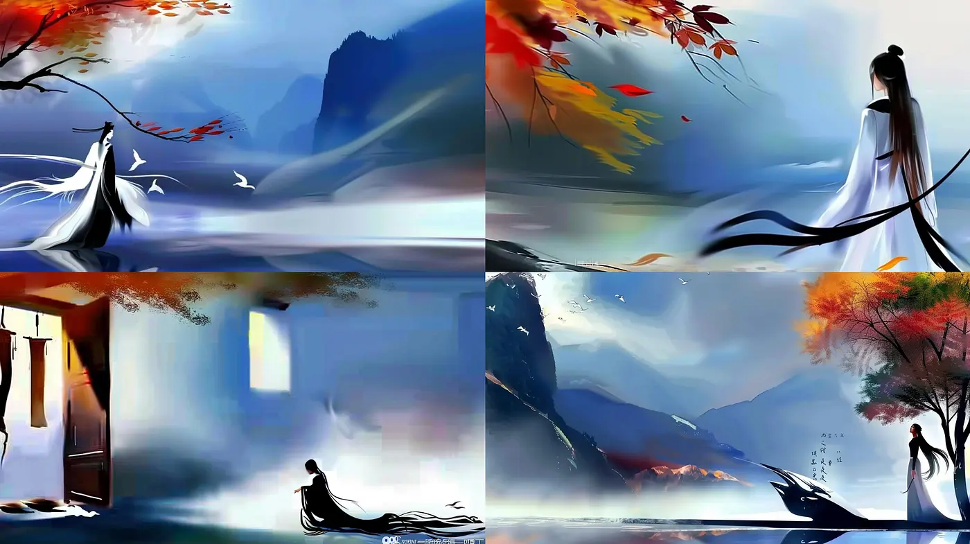 Ethereal Brushstrokes of Dream-like Landscapes and Figures in Motion - Midjourney sref style