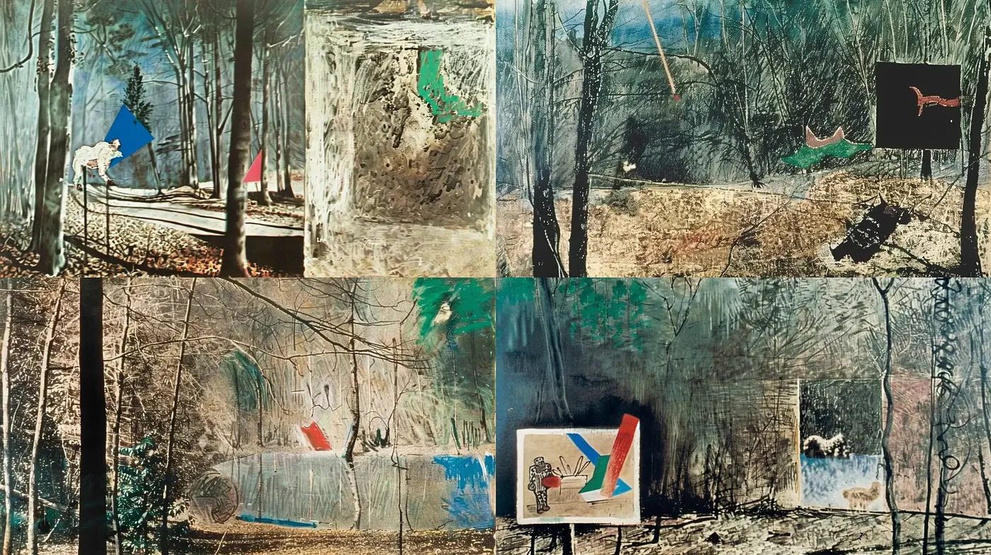 Ethereal Forest Collages with Muted Earthy Tones and Abstract Textures - Midjourney sref style