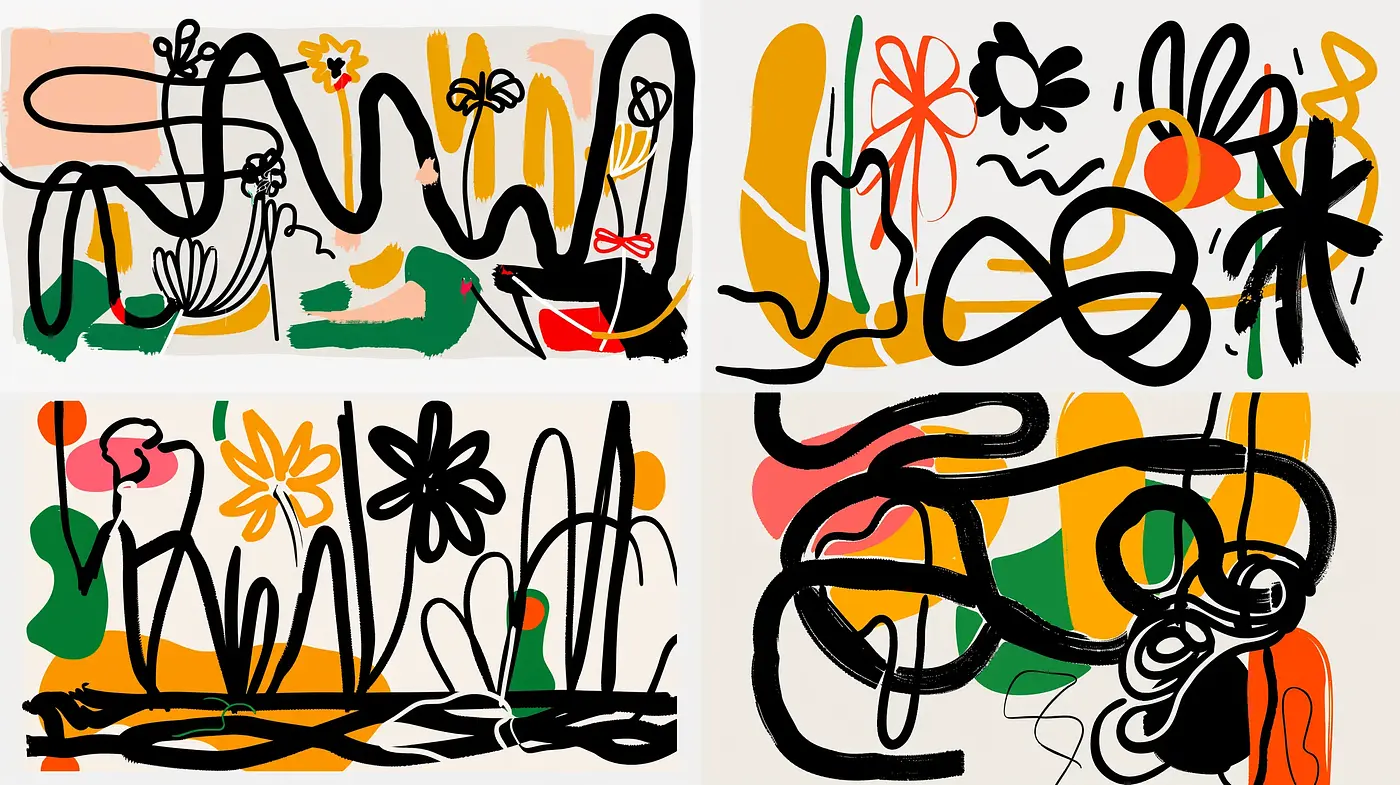 Abstract Elegance with Vivid Strokes and Pastel Tones - Midjourney sref style