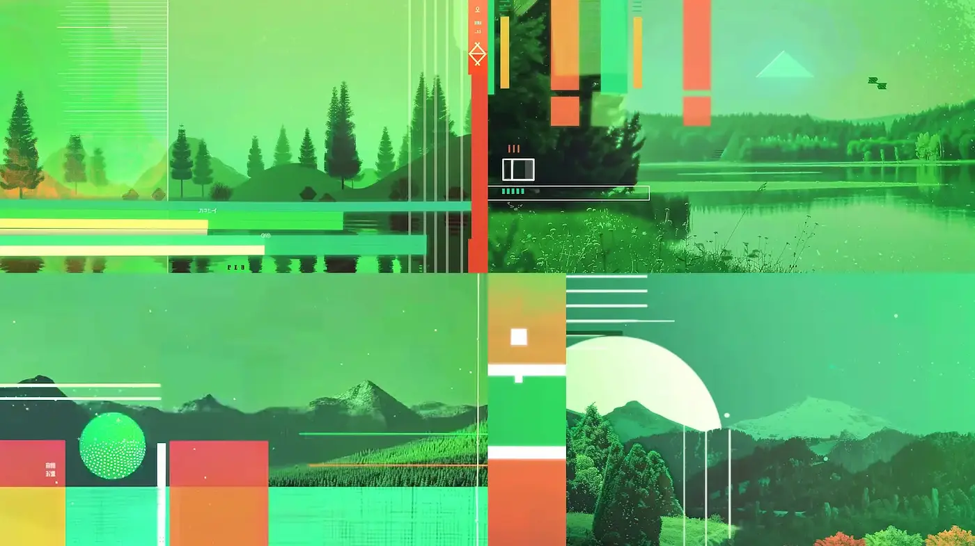 Futuristic Geometric Landscapes with a Retro Vibe - Midjourney sref style
