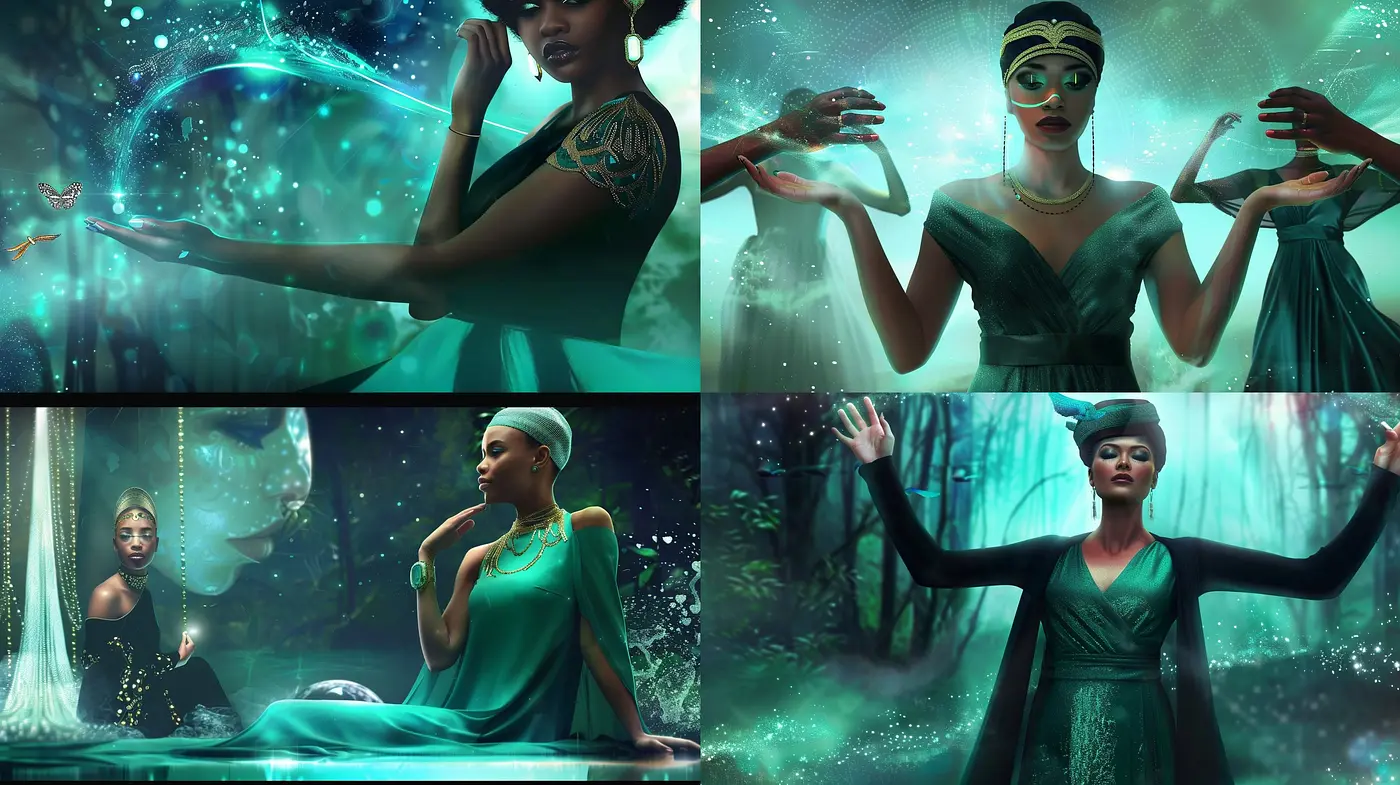 Mystical Enchantment in Aquatic Hues: A Homage to Magical Realism - Midjourney sref style