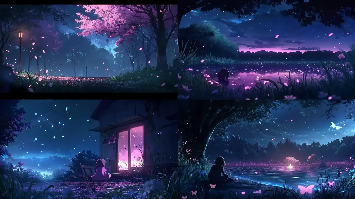 Ethereal Twilight Dreamscapes with Vibrant Purple Hues - Midjourney sref style