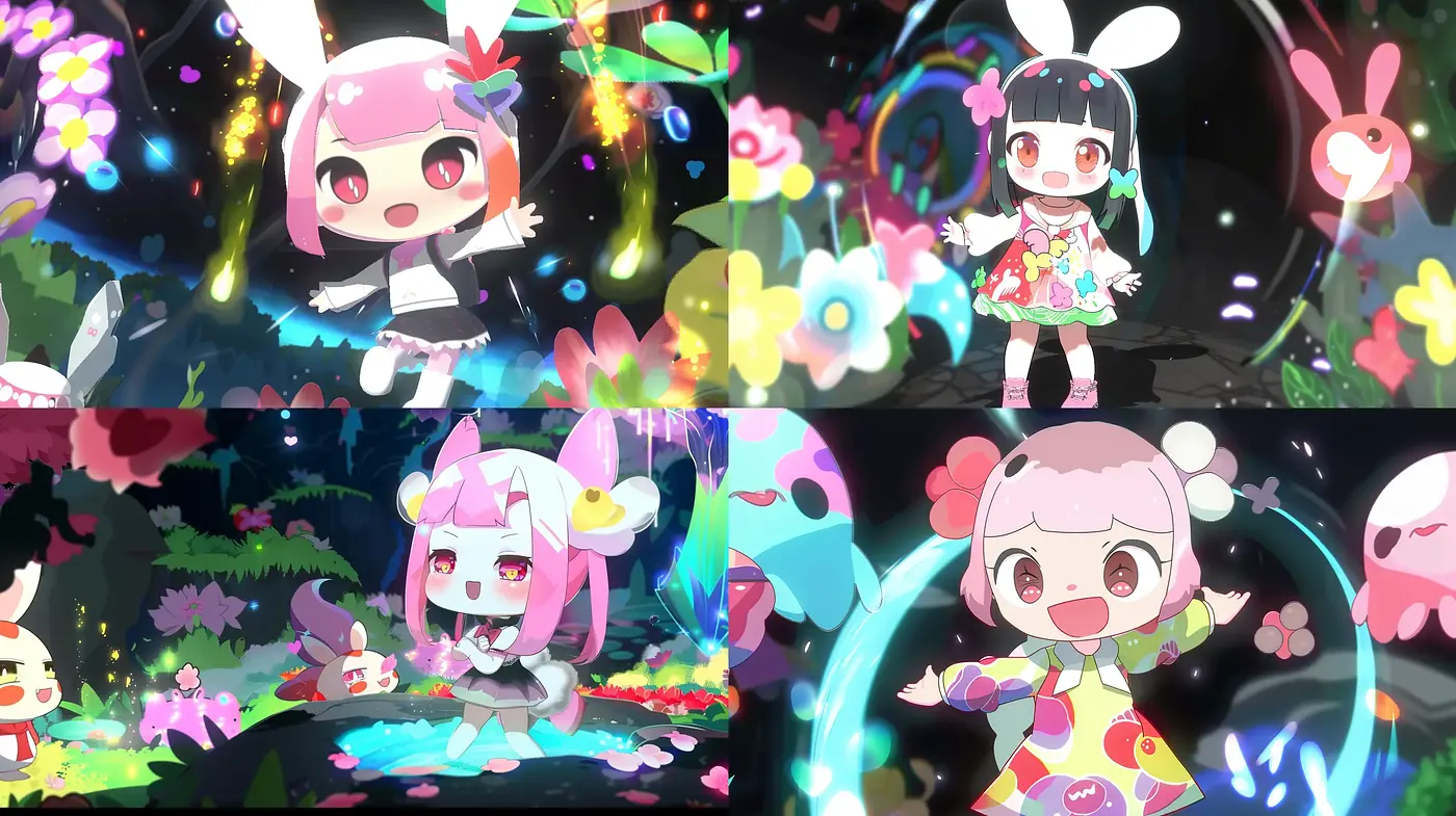 Luminous Anime Dreamscape with Ethereal Florals - Midjourney sref style