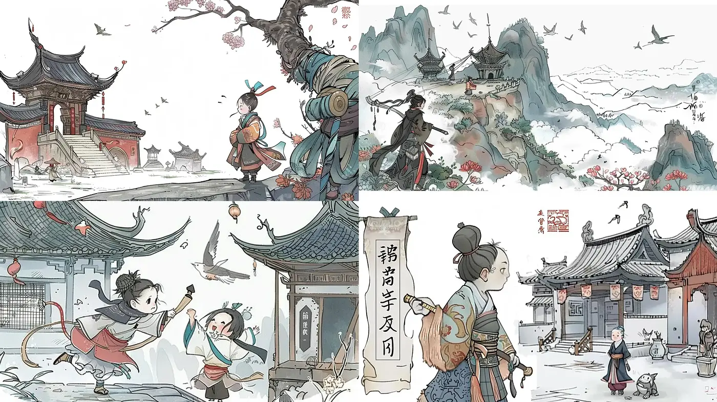 Ancient Far Eastern Narrative Illustration - Midjourney sref style