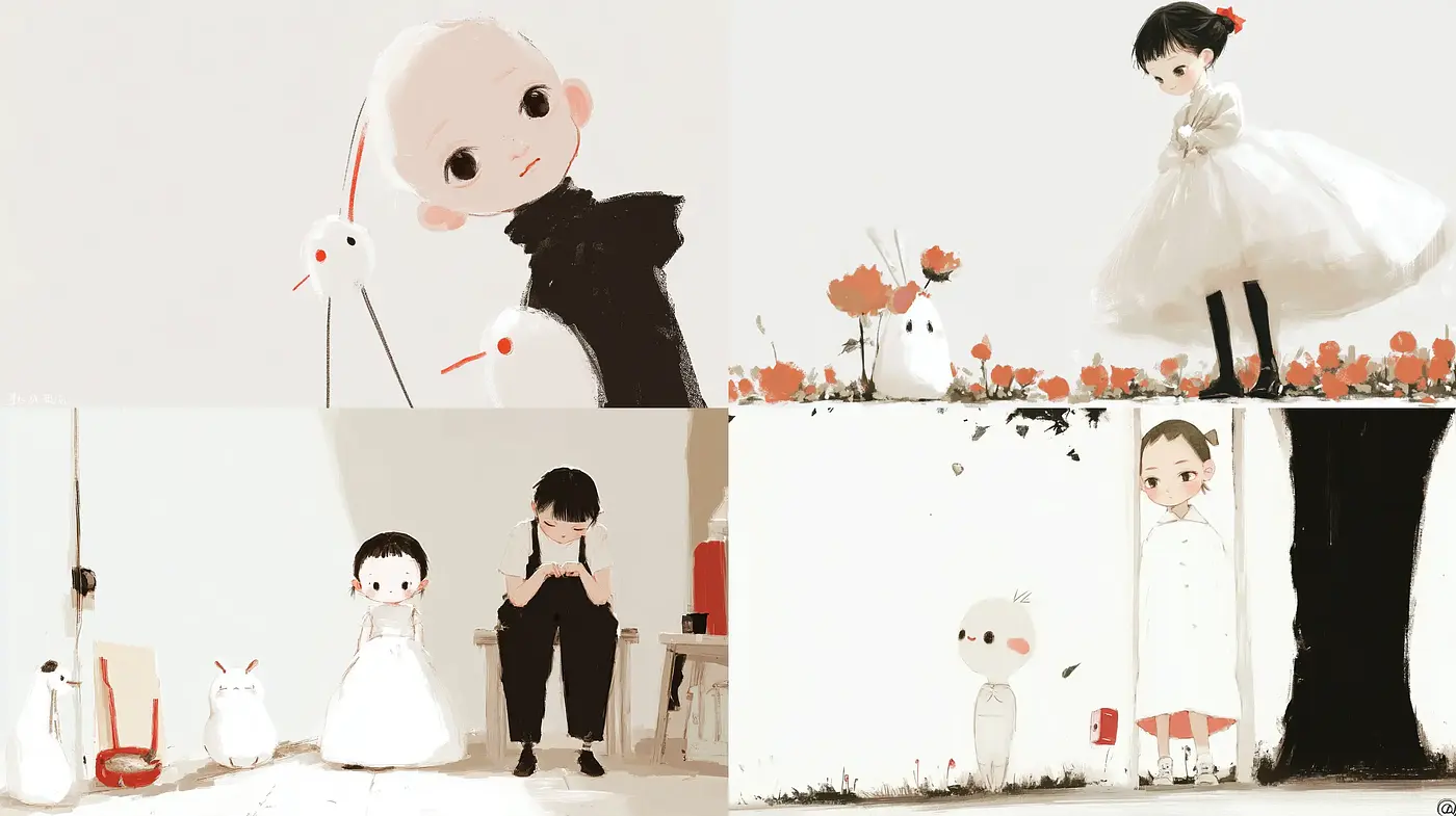 Whimsical Simplicity: A Fusion of Modern Minimalism with Storybook Charm - Midjourney sref style