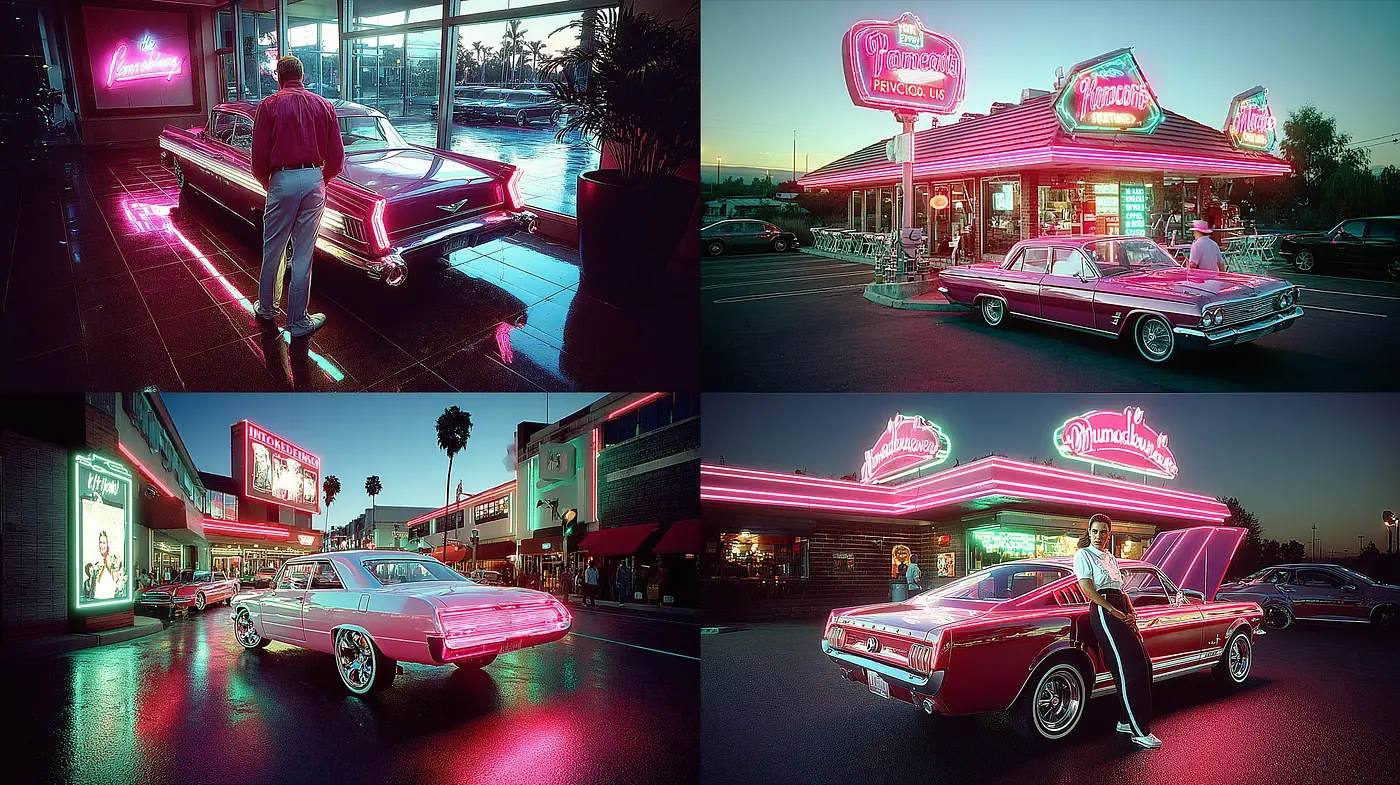 Retro Futuristic Aesthetic with Neon Elements - Midjourney sref style