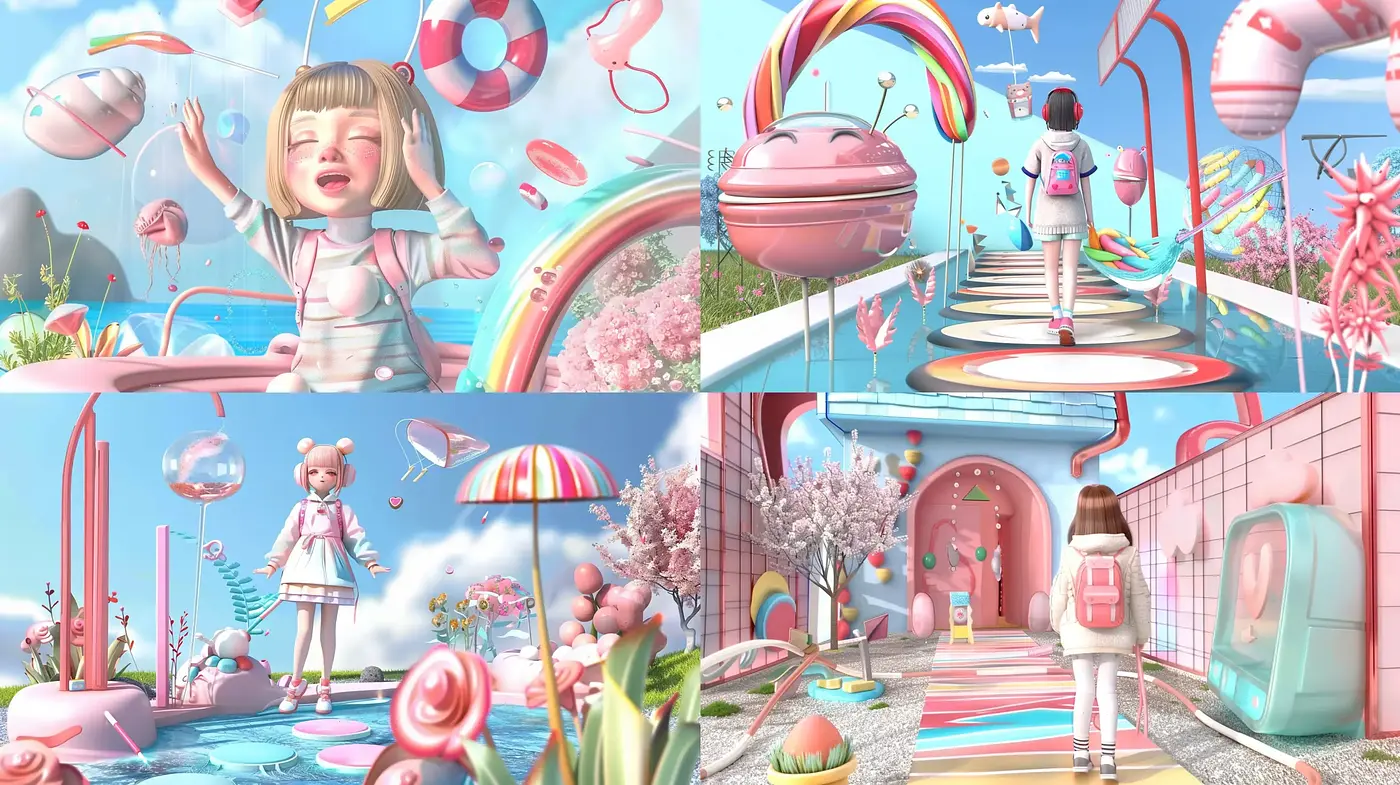 Candy-Colored Dreamscapes: A Surreal Confectionary Journey in Digital Art - Midjourney sref style