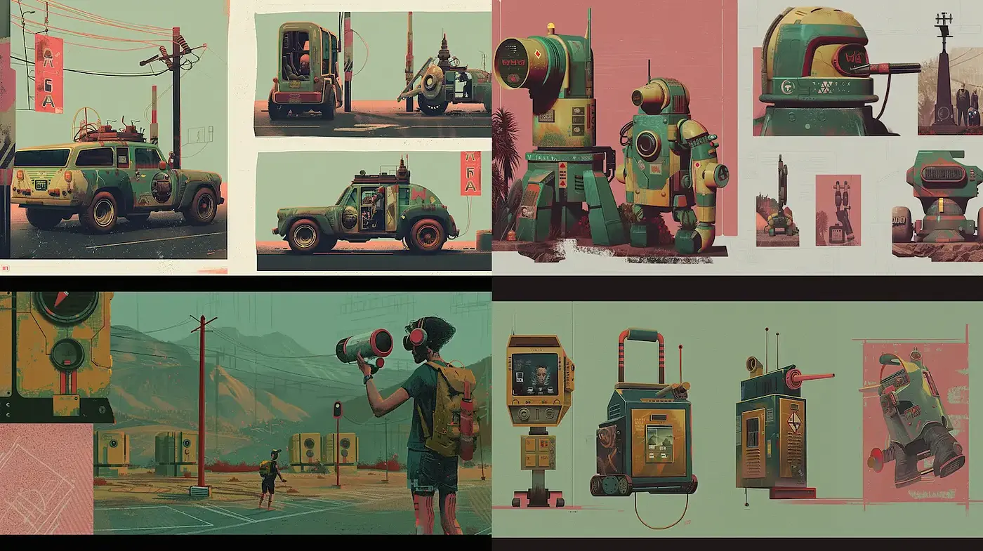 Futuristic Vintage Aesthetic with a Playful Touch - Midjourney sref style