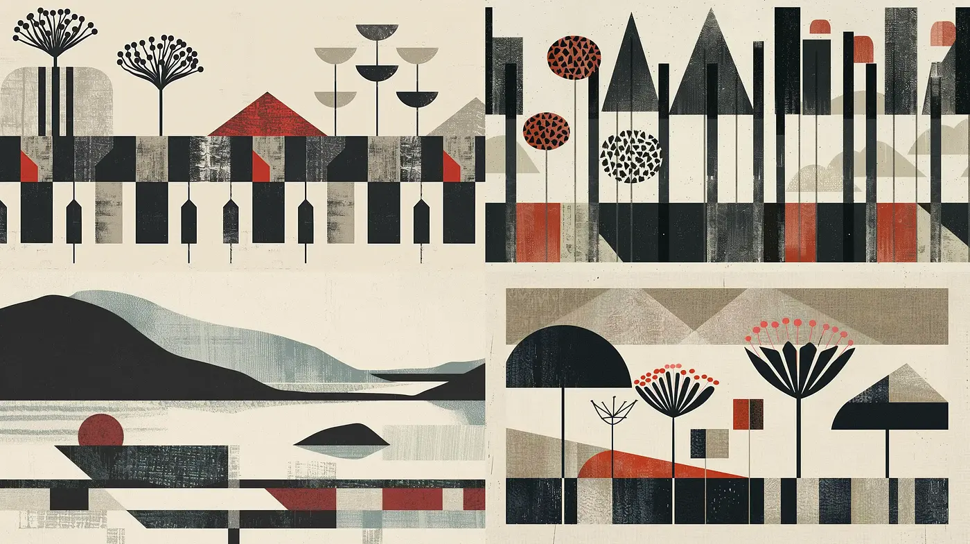 Abstract Geometric Landscape Fusion - Midjourney sref style
