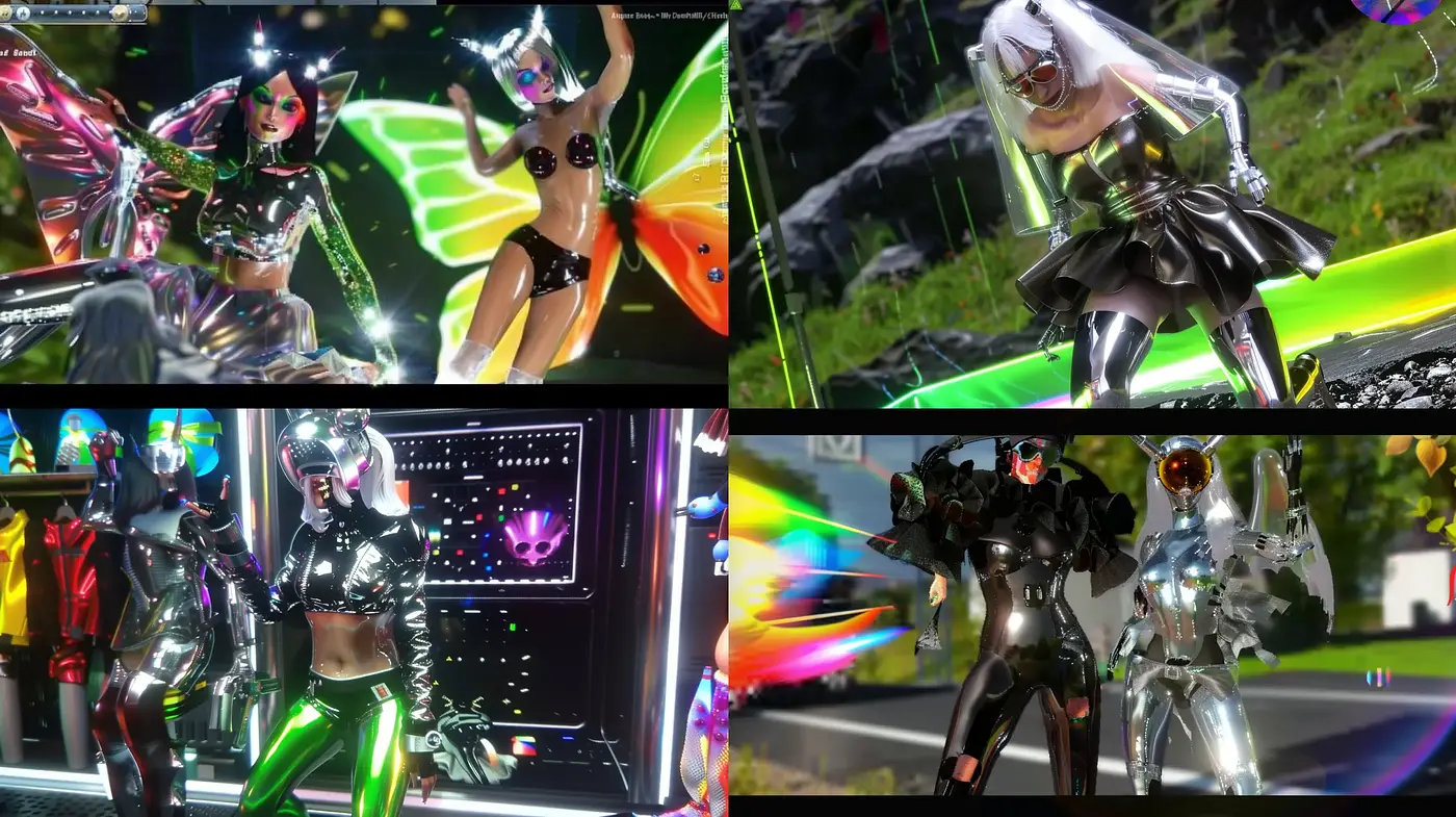 Futuristic Neon Glitter: A Cybernetic Fantasy - Midjourney sref style