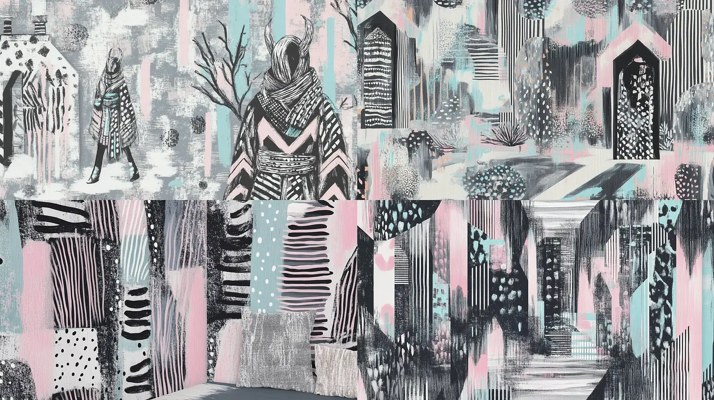 Abstract Expressionist Urban Dreamscape with Pastel Contrasts - Midjourney sref style