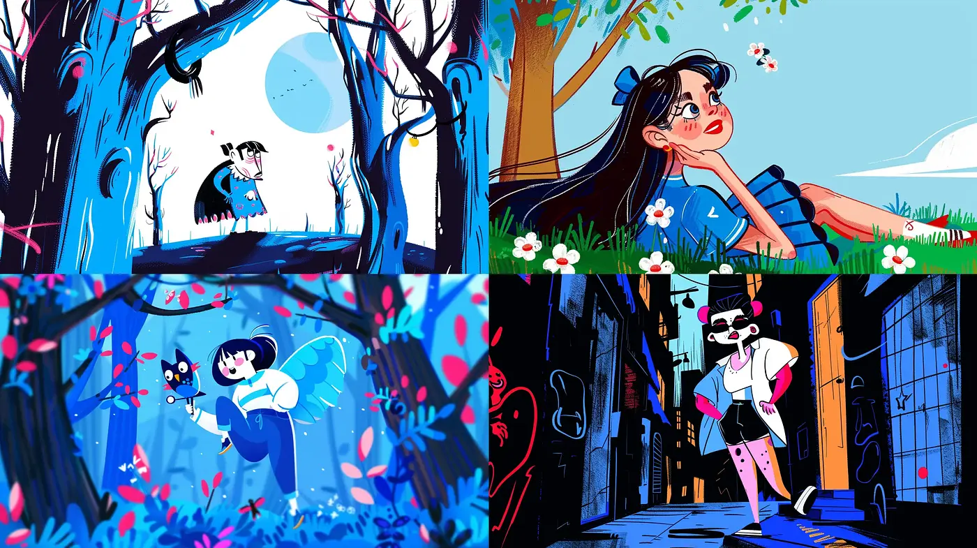 Vibrant Storybook Narratives in Modern Comic Illustration - Midjourney sref style