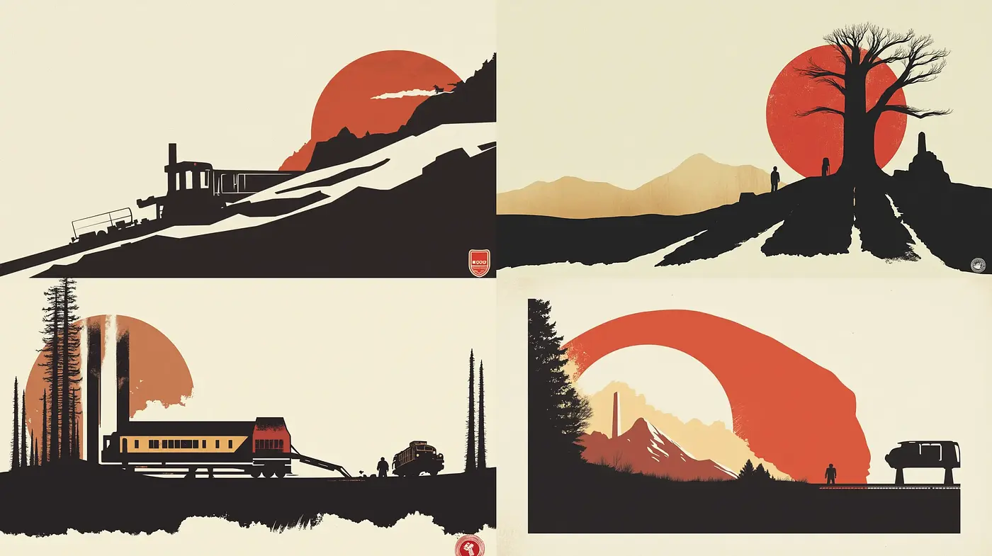 Sunset Silhouettes: A Harmonious Blend of Minimalism and Nostalgia - Midjourney sref style