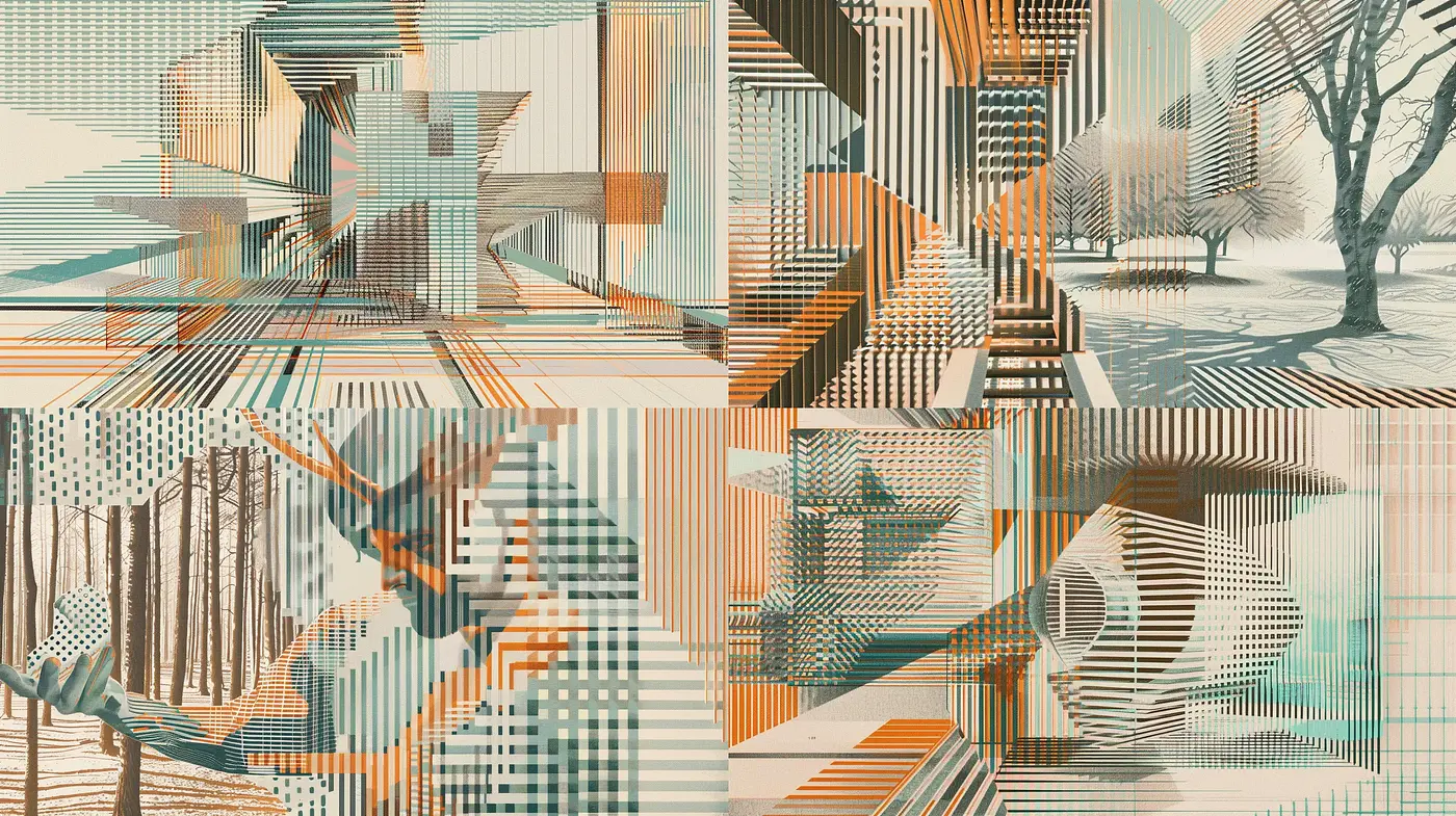 Striped Harmonies of Abstract Geometries - Midjourney sref style