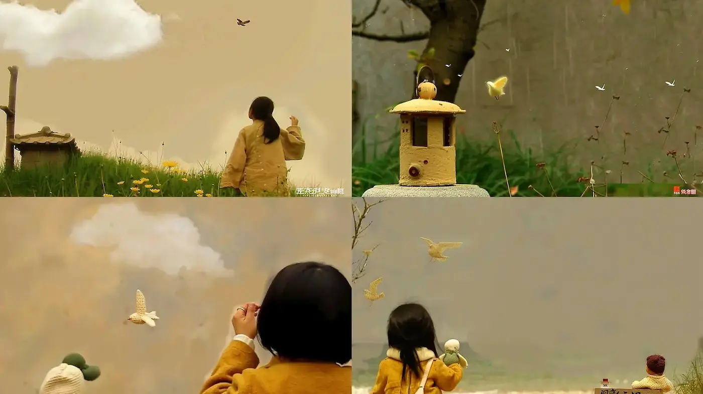 Whimsical and Serene Childhood Vignettes with Nature Elements - Midjourney sref style