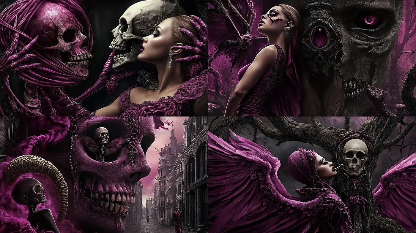 Gothic Elegance in Amethyst Twilight - Midjourney sref style