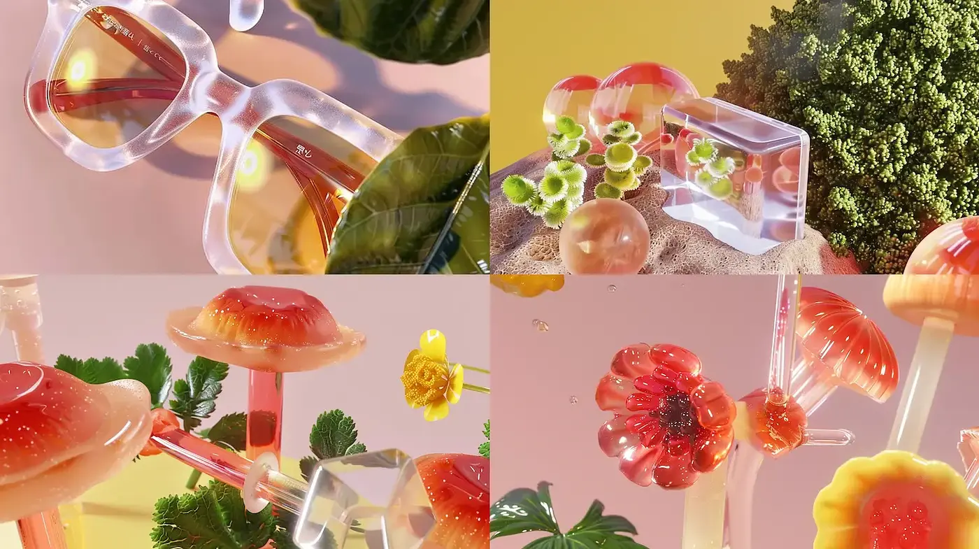 Playful and Modern Surrealism with a Transparent Aesthetic - Midjourney sref style