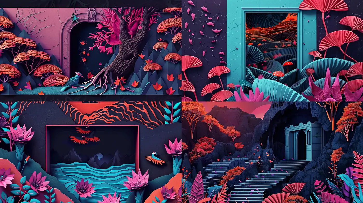 Ethereal Neon Botanical Dreamscapes - Midjourney sref style