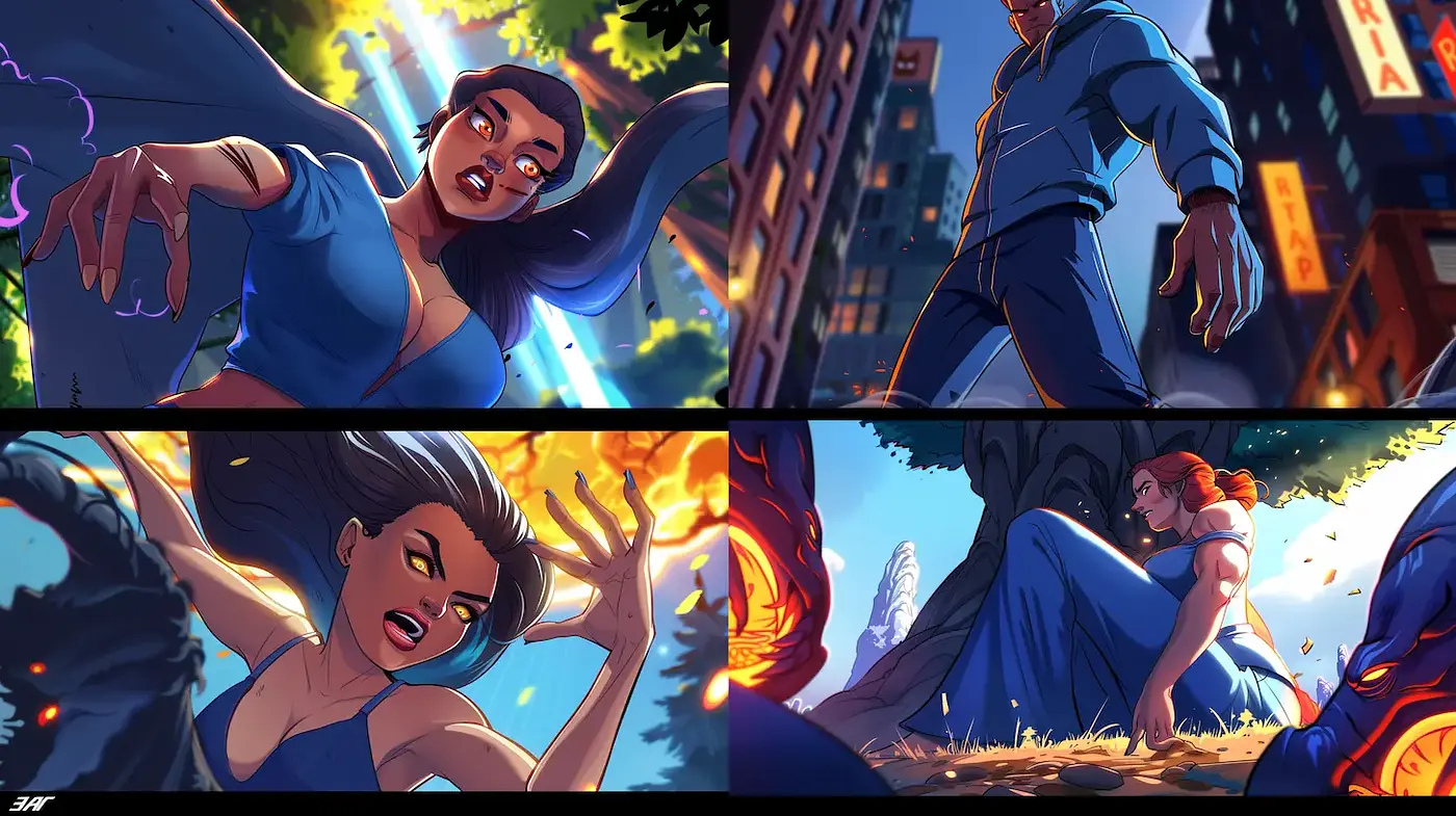 Dynamic and Vibrant Comic-Style Illustrations with a Powerful Ambient Mood - Midjourney sref style