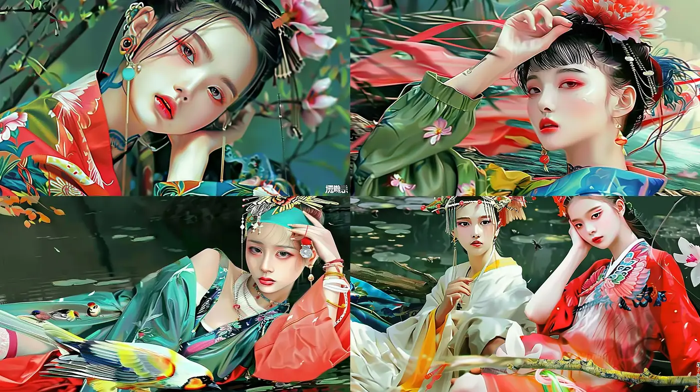 Ethereal Brushwork Harmony: An East Asian Fusion Essence - Midjourney sref style