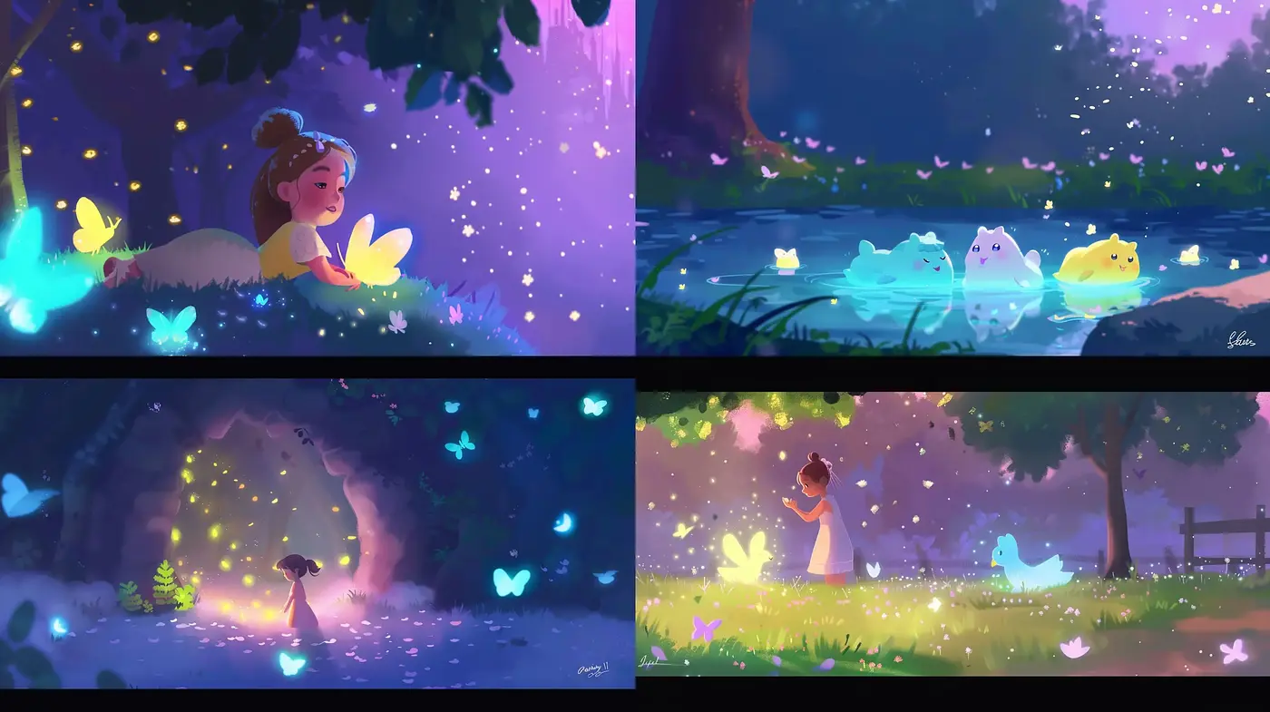 Dreamy Twilight Hues and Luminous Illustrations - Midjourney sref style