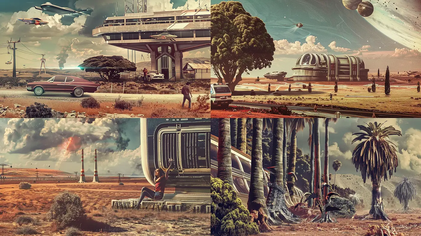 Retrofuturistic Reverie: A Homage to Past Visions of Future Worlds - Midjourney sref style
