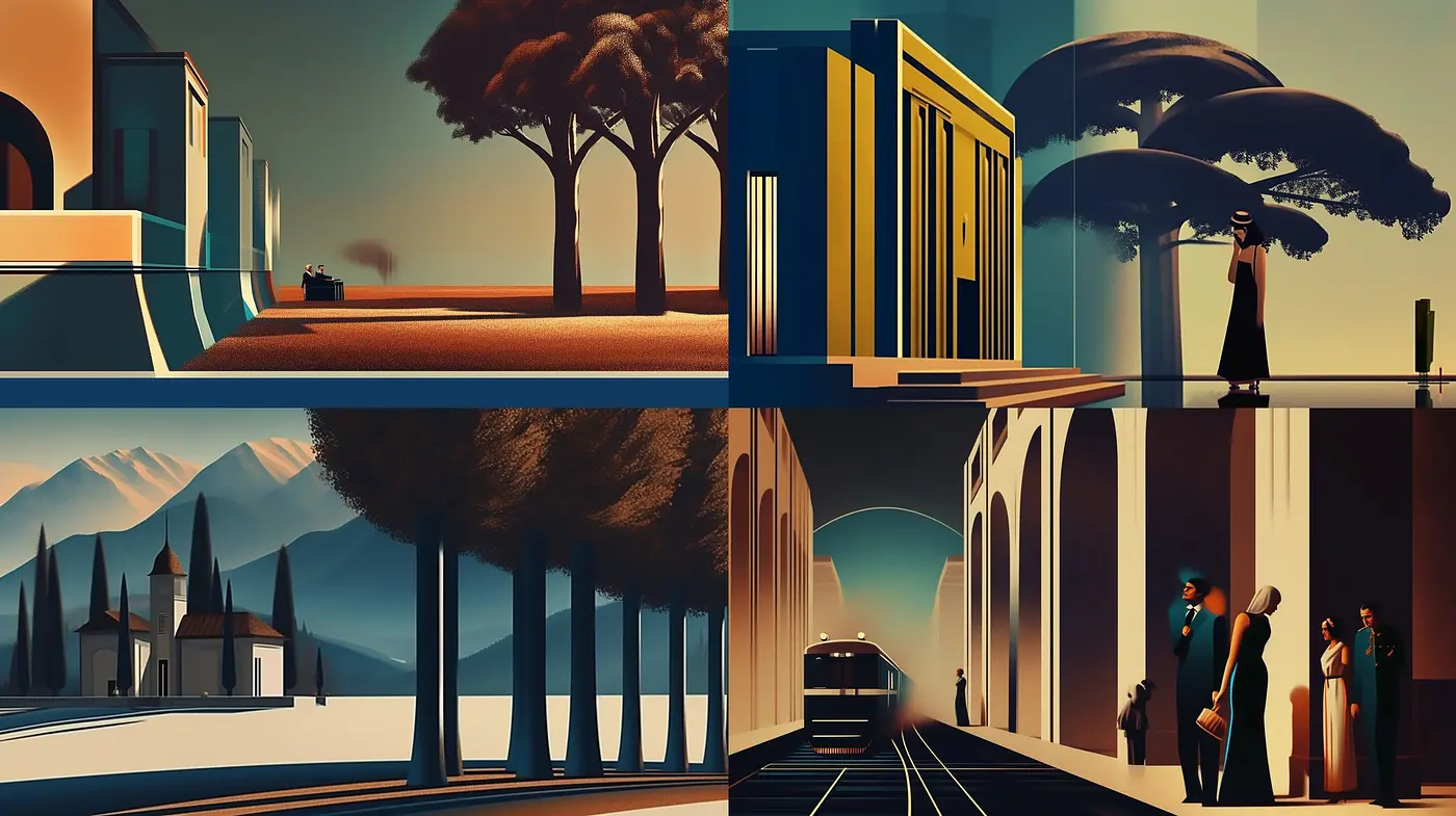 Serenade of Shadows - A Study in Stylized Nostalgia and Harmonized Hues - Midjourney sref style
