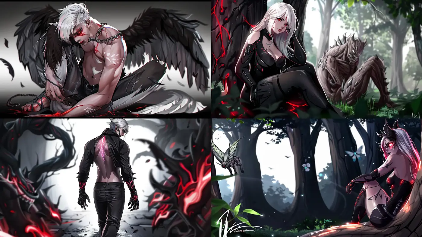 Gothic Fantasy: A Harmonious Blend of Dark Elegance and Mythical Grace - Midjourney sref style