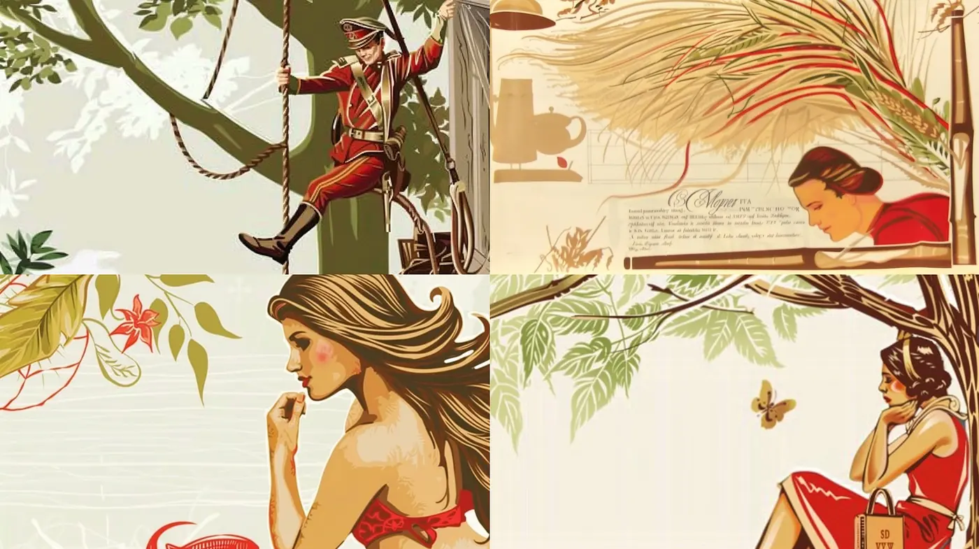 Harmonious Vintage Elegance with an Art Nouveau Twist - Midjourney sref style