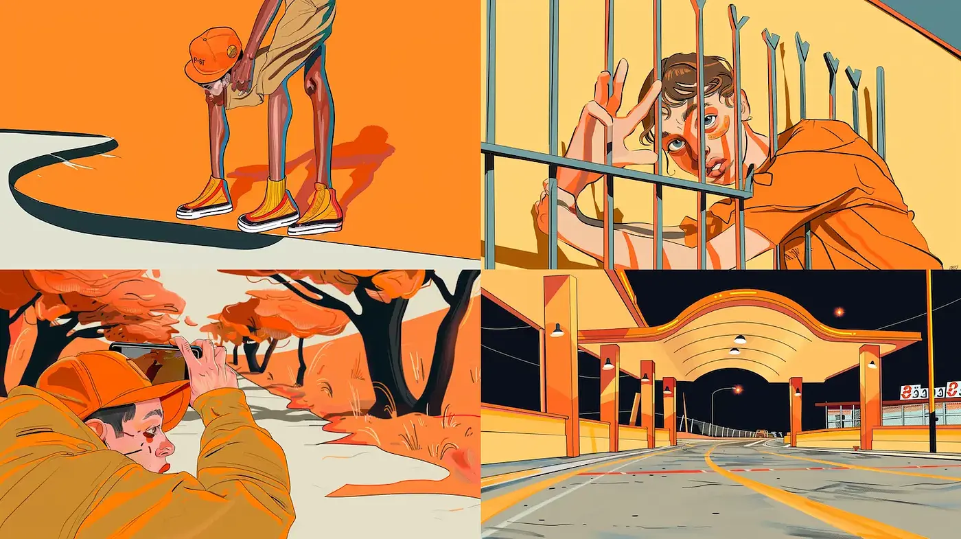 Vibrant Graphic Narrative with Urban Undertones - Midjourney sref style