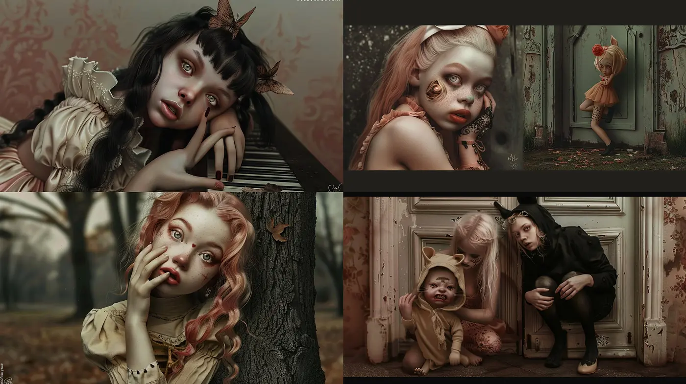 Consistent Elements of Surrealist Vintage Fantasy in Autumnal Tones - Midjourney sref style