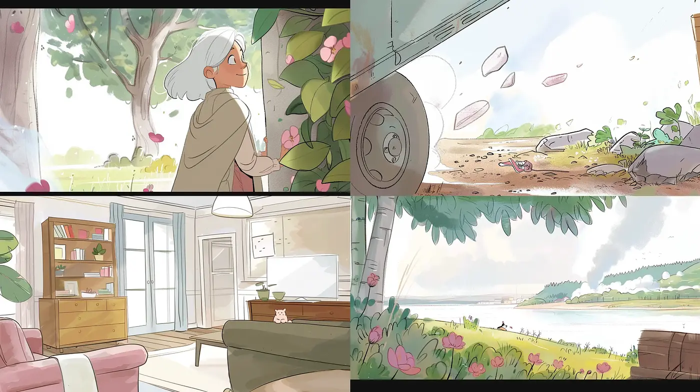 Harmonious Serenity in Pastel - A Tranquil Watercolor Narrative - Midjourney sref style