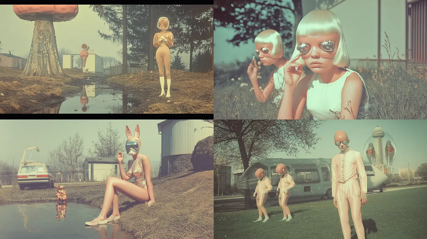 Surreal Retrofuturism with Pastel Overtones - Midjourney sref style
