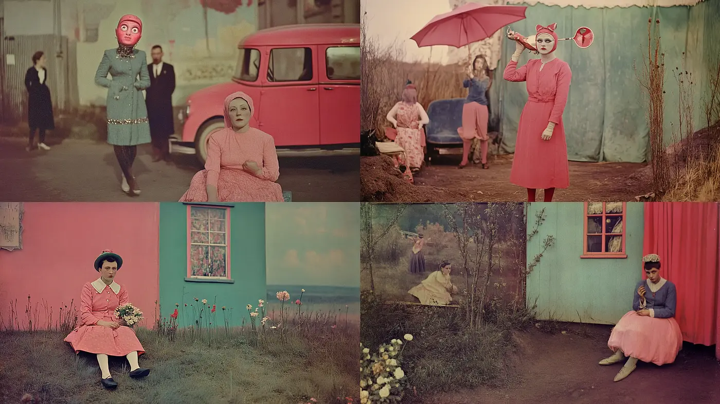 Melancholic Pastels: A Harmonious Blend of Surrealism and Vintage Aesthetics - Midjourney sref style