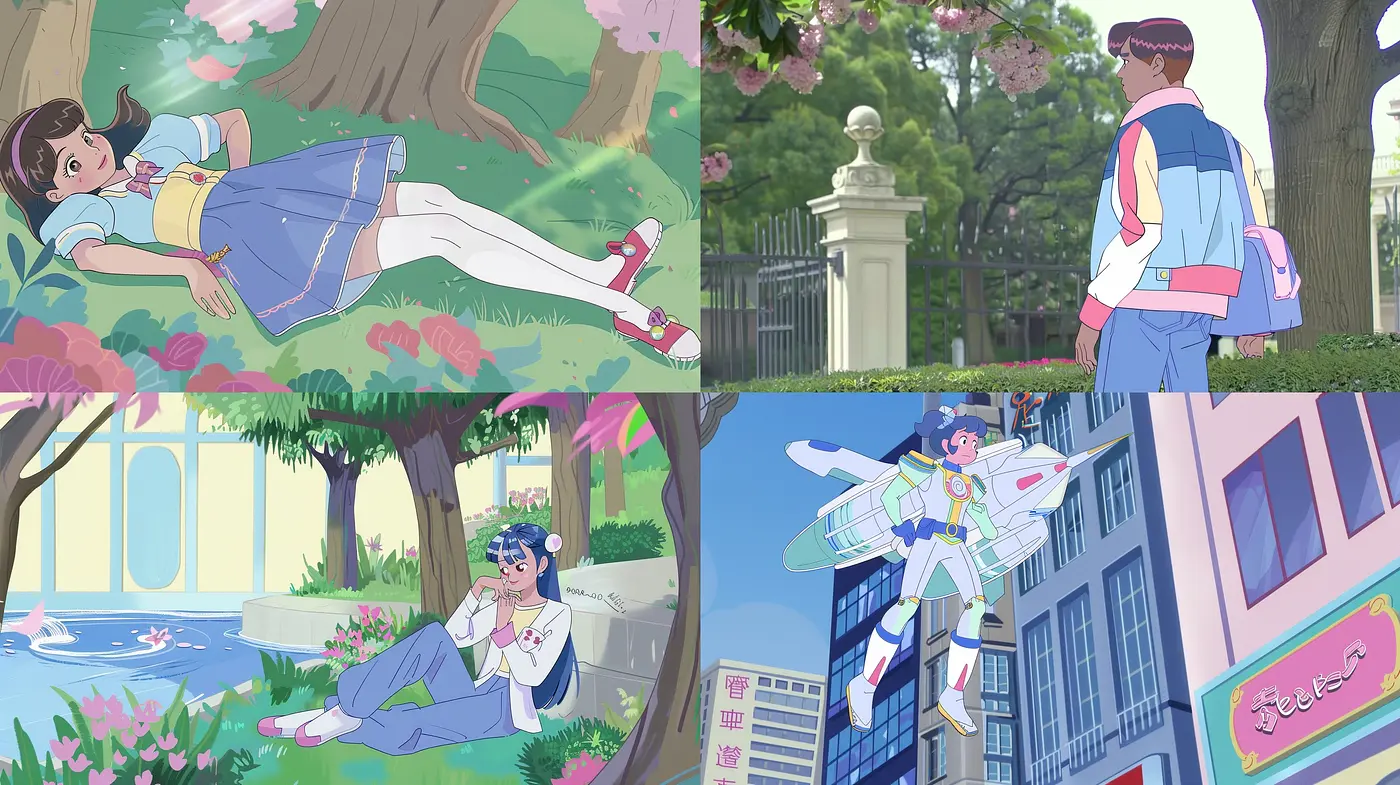 Serene Pastel Dreamscapes: An Homage to Anime Aesthetics with a Contemporary Pastel Palette - Midjourney sref style