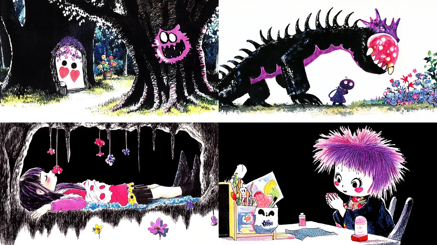 Whimsical Fantasia: A Fusion of Surrealism and Anime Aesthetics - Midjourney sref style