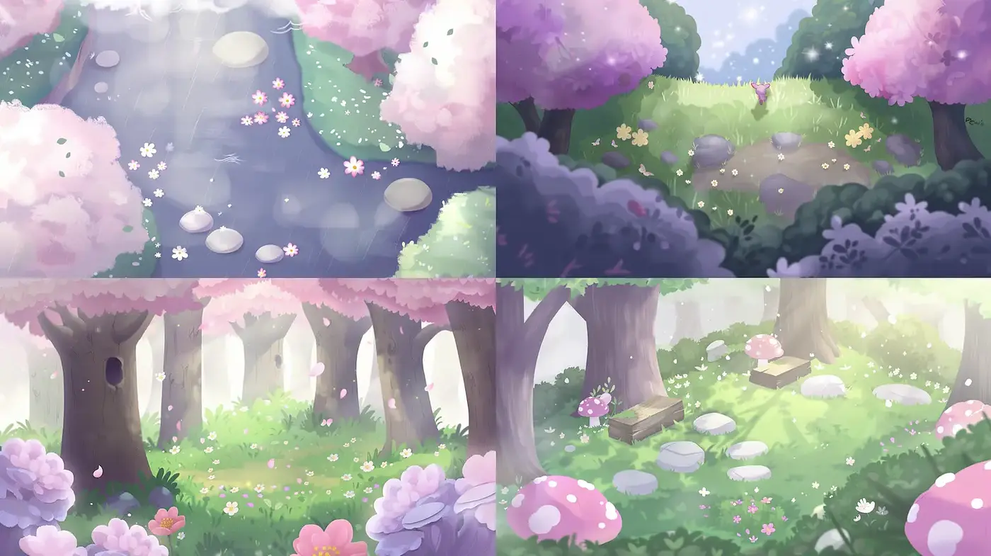 Serene and Whimsical Landscapes with a Dreamlike Quality - Midjourney sref style