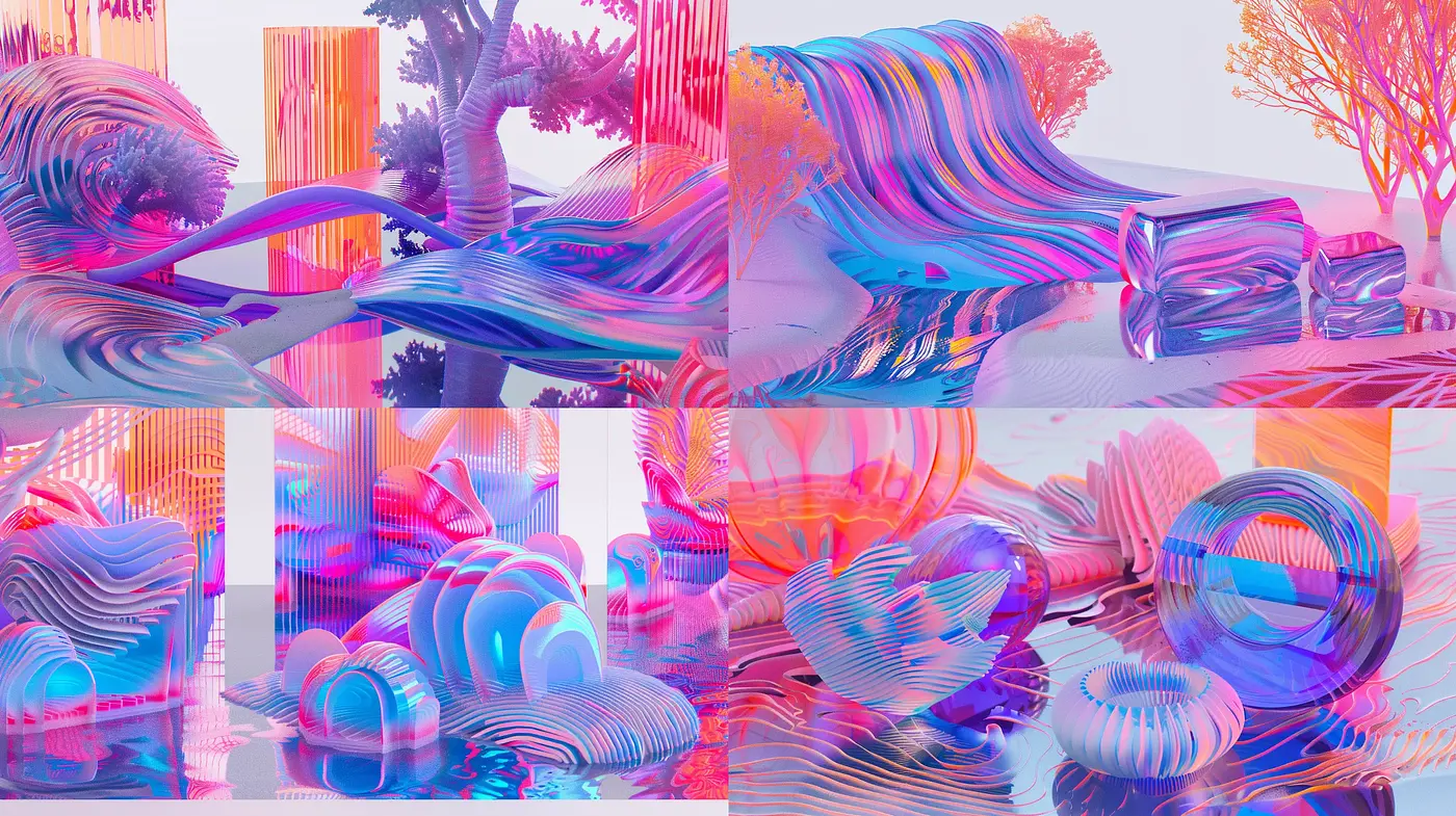 Surreal Chromatic Waves in Digital Dreamscape - Midjourney sref style