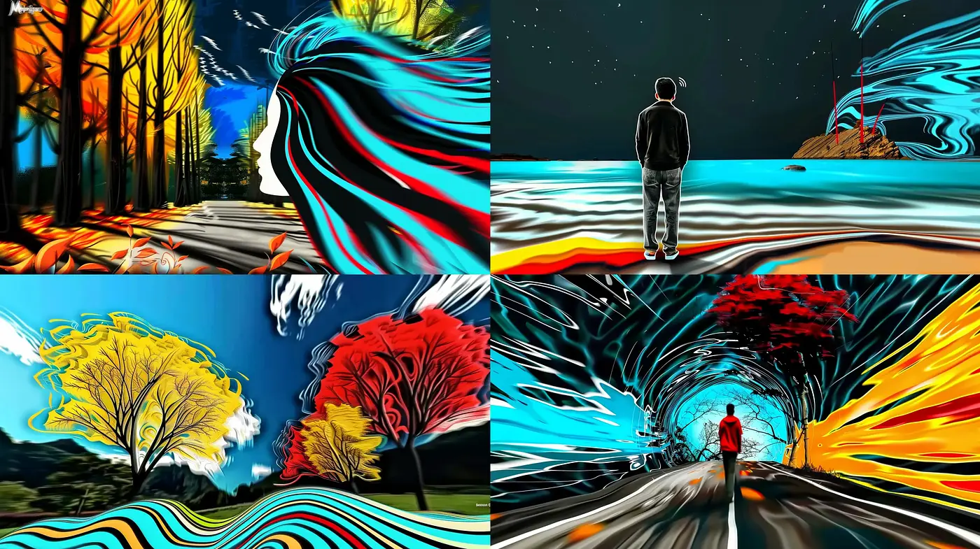 Vibrant Expressionist Journey through Stylized Nature - Midjourney sref style