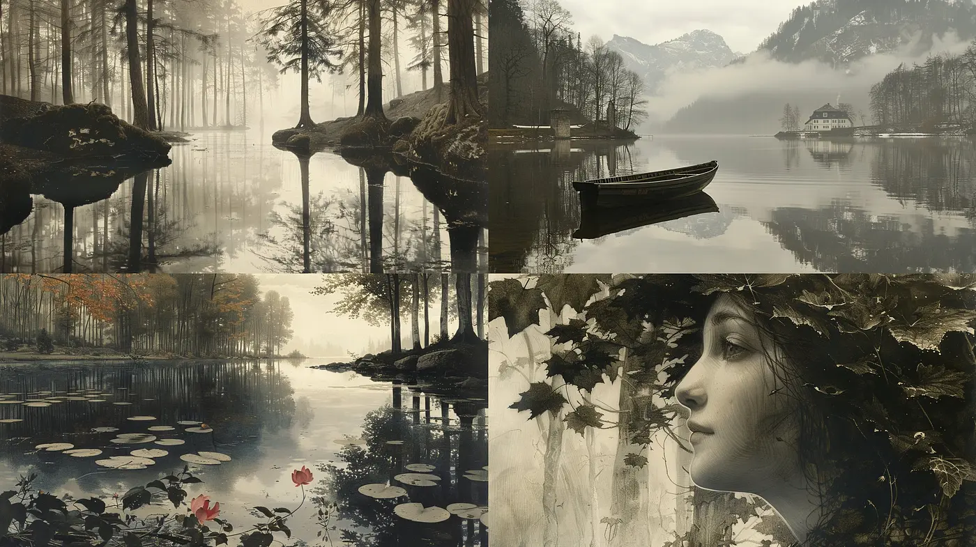 Ethereal Monochromatic Vistas: A Blend of Photorealism and Painterly Serenity - Midjourney sref style