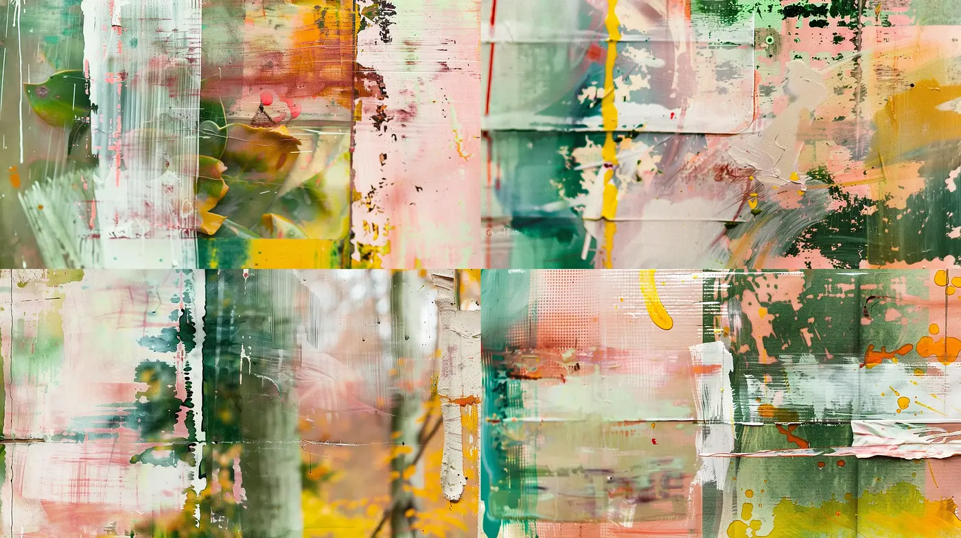 Abstract Textural Collage with Pastel and Earth Tones - Midjourney sref style