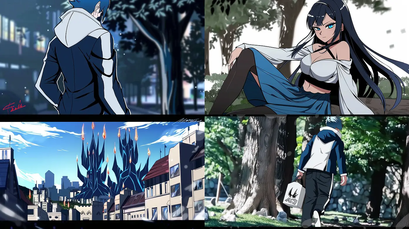 Modern Anime Essence with Consistent Color Harmony and Dynamic Textures - Midjourney sref style