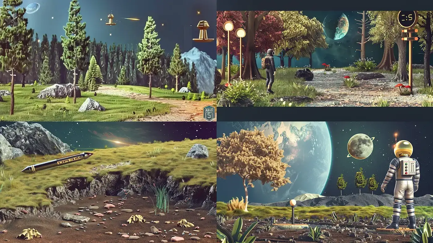 Whimsical Spatial Landscapes with a Touch of Nostalgia and Adventure - Midjourney sref style