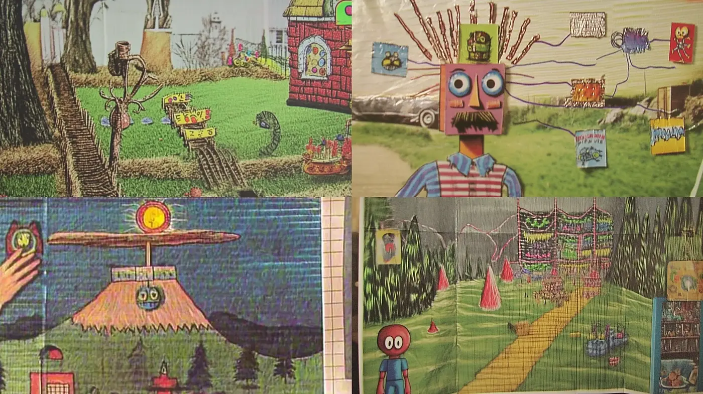 Whimsical Textured Collage with Surreal Overtones - Midjourney sref style