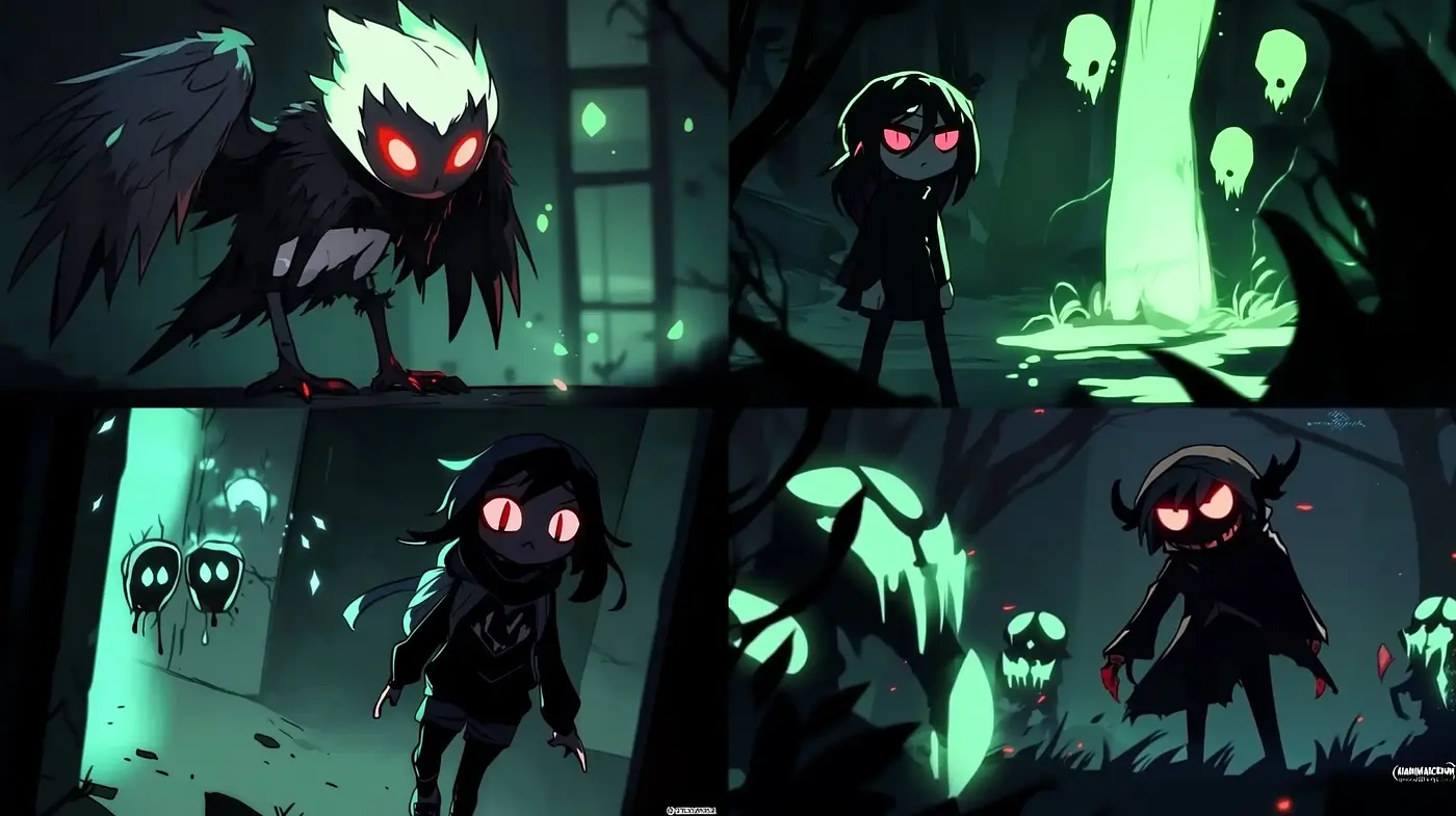 Glowing Specters and Sinister Shadows - A Nocturnal Harmony of Eerie Luminance and Dark Tones - Midjourney sref style