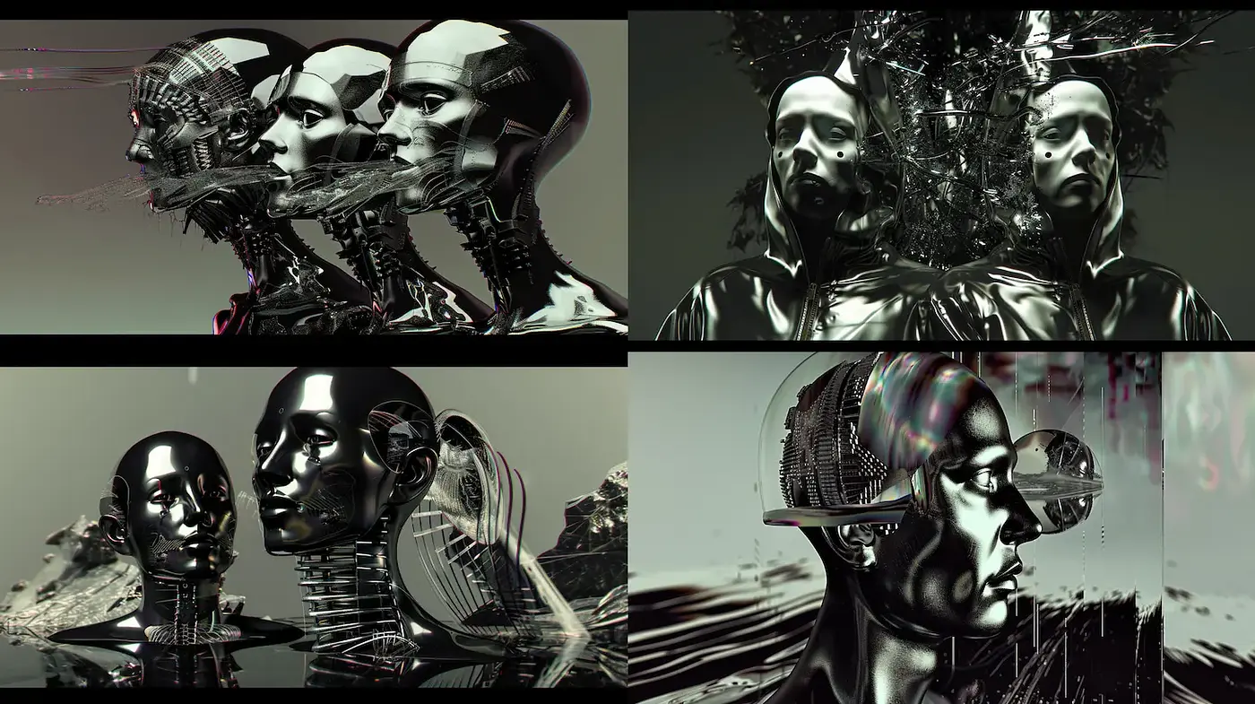 Futuristic Cybernetic Aesthetics with Complex Textural Depth - Midjourney sref style