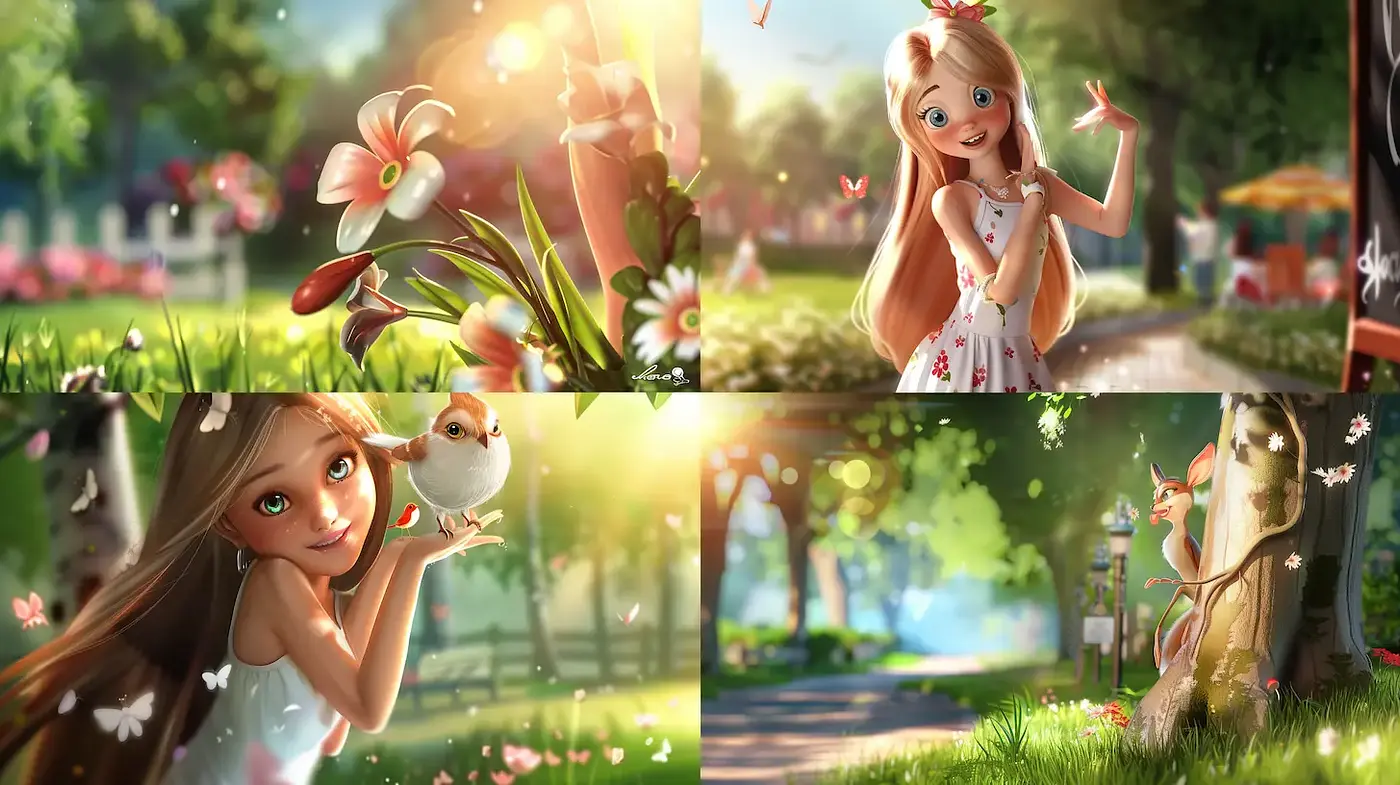Charming and Playful Whimsical Illustrations with Natural Elements - Midjourney sref style